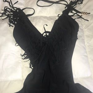 Black fringe one piece